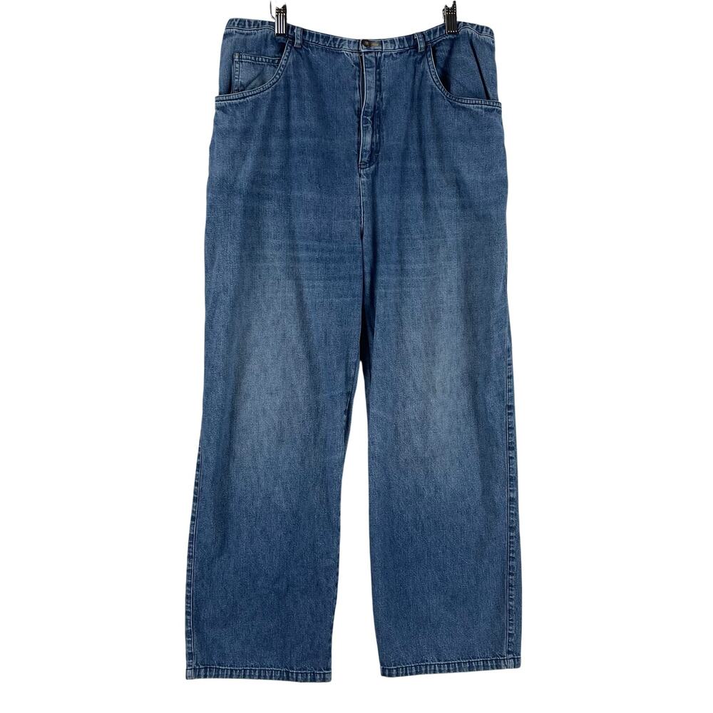 VTG Marisa Christina WMNS Jeans SZ L Blue Elastic Waist Strght Leg 100% Cotton